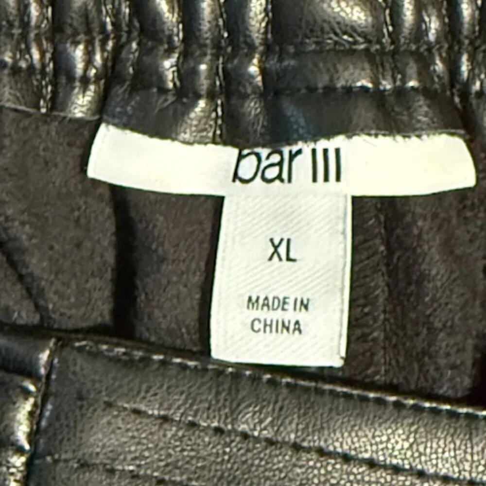 Bar III Faux-Leather Pants Black Adjustable Waist Wide Leg Pocket XL MSRP$99 NWT - Picture 11 of 14